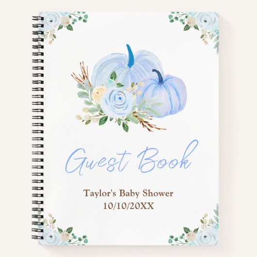 Blue Pumpkins Floral Baby Showbook Notizblock (Vorderseite)