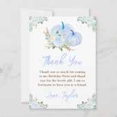 Blue Pumpkins Floral Birthday Party Dankeskarte (Vorderseite)
