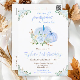 Blue Pumpkins Floral Birthday Party Postkarte