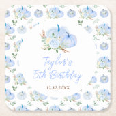 Blue Pumpkins Floral Birthday Party Rechteckiger Pappuntersetzer (Vorderseite)