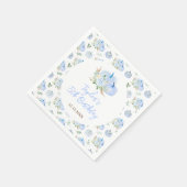 Blue Pumpkins Floral Birthday Party Serviette (Ecke)