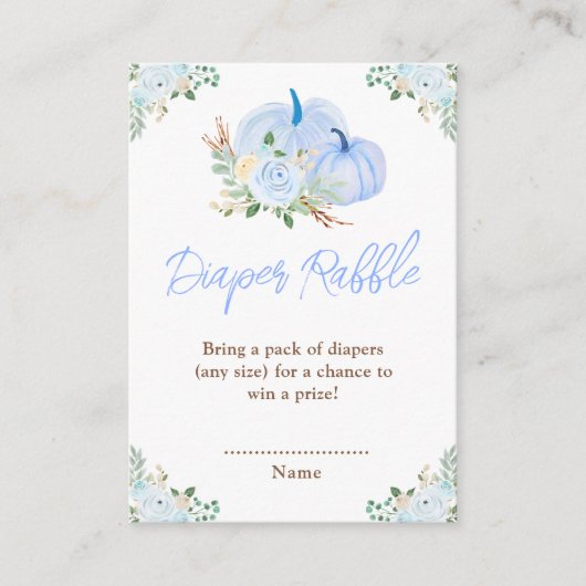 Blue Pumpkins Floral Diaper Raffle Begleitkarte (Vorderseite)