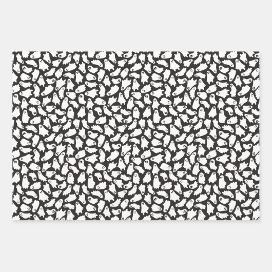 Blue Pumpkins Ghosts Skulls Halloween Patterns Geschenkpapier Set (Vorderseite 3)