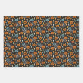 Blue Pumpkins Ghosts Skulls Halloween Patterns Geschenkpapier Set (Vorderseite 2)