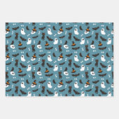 Blue Pumpkins Ghosts Skulls Halloween Patterns Geschenkpapier Set (Vorderseite)
