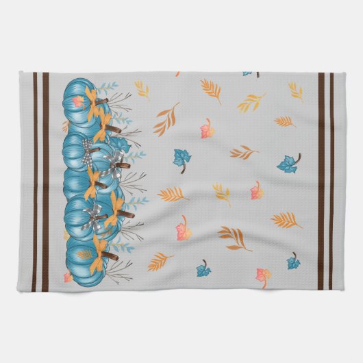 Blue Pumpkins Grau farbiges Küchentuch (Horizontal)