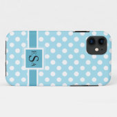 Blue Punkt Monogram Niedlich Modern Case-Mate iPhone Hülle (Rückseite (Horizontal))