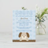 Blue Puppy Baby Dusche Einladung (Stehend Vorderseite)