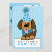 Blue Puppy Dog Foto Paw-ty Einladung (Vorne/Hinten)