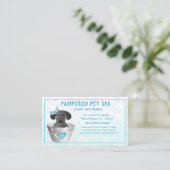 Blue Puppy in Tub Pet Groomer Business Card Visitenkarte (Stehend Vorderseite)