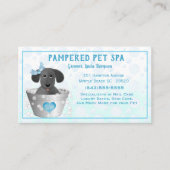 Blue Puppy in Tub Pet Groomer Business Card Visitenkarte (Vorderseite)
