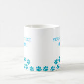 Blue Puppy Paw druckt mit benutzerdefiniertem Text Kaffeetasse (Mittel)