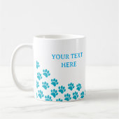 Blue Puppy Paw druckt mit benutzerdefiniertem Text Kaffeetasse (Links)