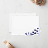 Blue Puppy Paw Prints  Mitteilungskarte (Vorderseite/Rückseite Beispiel)