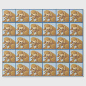 Blue Puppy Wrapping Paper Geschenkpapier (Flach)