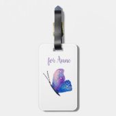 Blue, Purle Butterfly Art Gepäckmarke Gepäckanhänger (Rückseite vertikal)