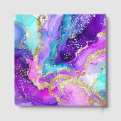 Blue, Purple and Gold Ink Birthday Party Gästebuch (Rückseite)