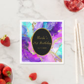 Blue, Purple and Gold Ink Birthday Party Serviette (Beispiel)