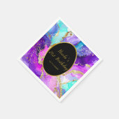 Blue, Purple and Gold Ink Birthday Party Serviette (Ecke)