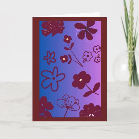Blue Purple & Burgundy Floral Design Karte (Vorderseite)