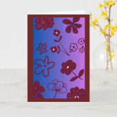 Blue Purple & Burgundy Floral Design Karte (Gelbe Blume)