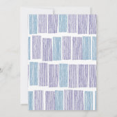 Blue & Purple Drawn Stripes Baby Shower Invitation Einladung (Rückseite)