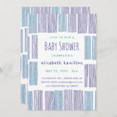 Blue & Purple Drawn Stripes Baby Shower Invitation Einladung (Vorne/Hinten)