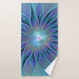 Blue Purple Flower Dream Abstract Fractal Art Badehandtuch