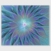 Blue Purple Flower Dream Abstract Fractal Art Geschenkpapier (Flach)