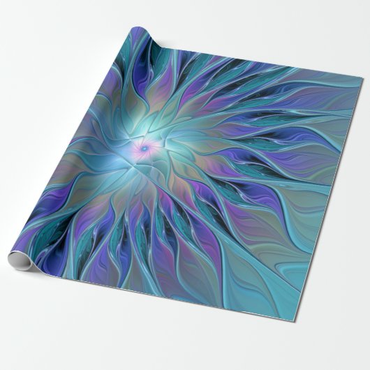Blue Purple Flower Dream Abstract Fractal Art Geschenkpapier (Ungerollt)