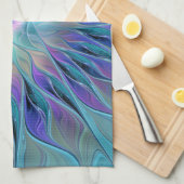 Blue Purple Flower Dream Abstract Fractal Art Geschirrtuch (Viertel Falte)