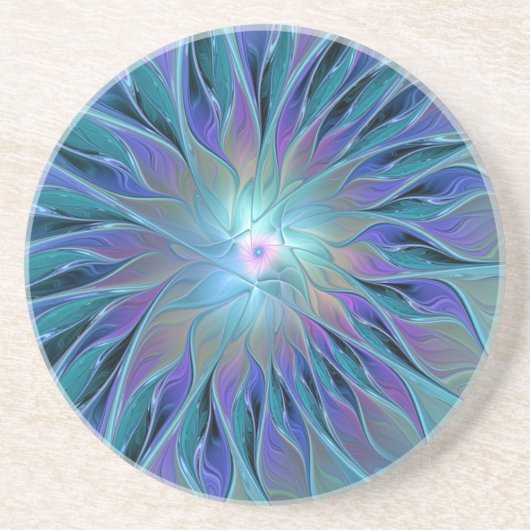 Blue Purple Flower Dream Abstract Fractal Art Getränkeuntersetzer (Vorne)