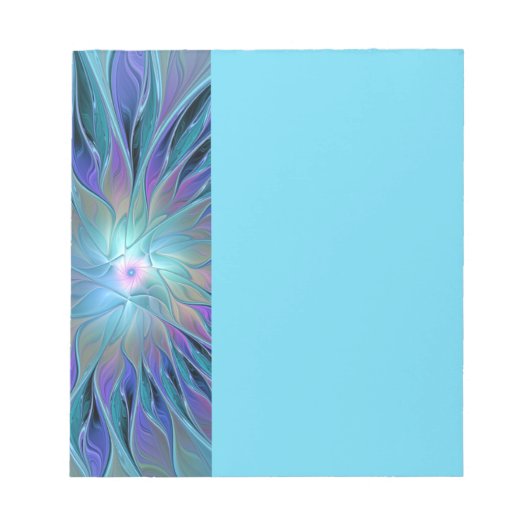 Blue Purple Flower Dream Abstract Fractal Art Notizblock (Vorderseite)