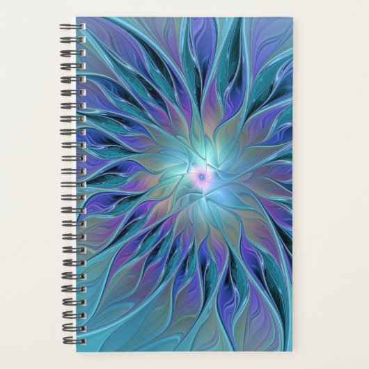 Blue Purple Flower Dream Abstract Fractal Art Planer (Vorderseite)