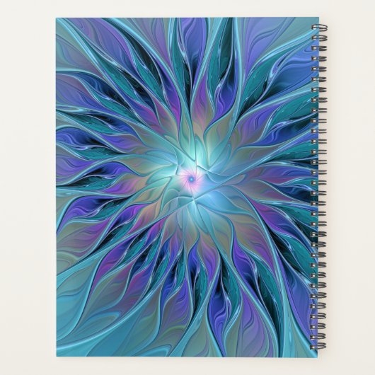 Blue Purple Flower Dream Abstract Fractal Art Planer (Rückseite)
