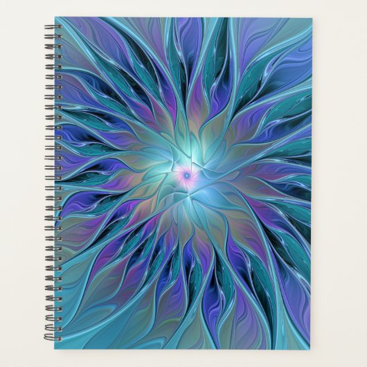 Blue Purple Flower Dream Abstract Fractal Art Planer (Vorderseite)