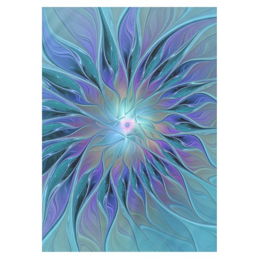 Blue Purple Flower Dream Abstract Fractal Art Tischdecke (Vorderseite)