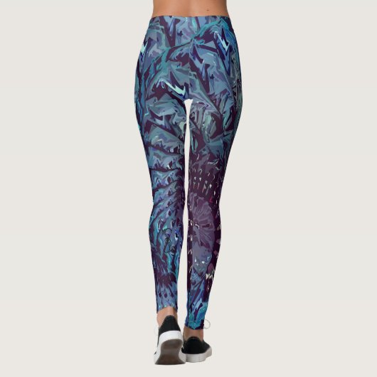 Blue Purple Fractal Art Leggings (Rückseite)