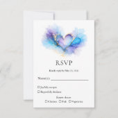 Blue Purple Gold Abstract Heart Wedding RSVP (Vorderseite)