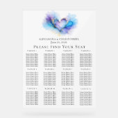 Blue Purple Gold Abstract Heart Wedding Seating  Acrylschild (Vorderseite)
