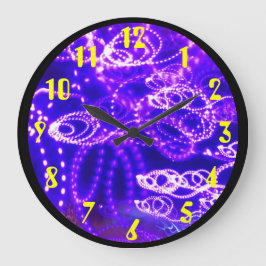 Blue Purple Lights in Motion Große Wanduhr