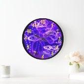 Blue Purple Lights in Motion Große Wanduhr (Zuhause)