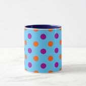 Blue Purple Orange Polka Dot Pattern Tasse (Zentrum)