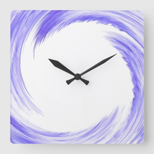 Blue Purple Swirl Abstract Art Quadratische Wanduhr (Vorderseite)