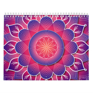 Blue Purple Traditional Mandala Design Kalender