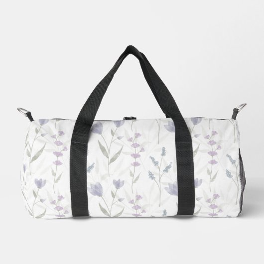 Blue Purple Watercolor Wildflower Duffle Bag (Vorderseite)