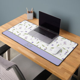 Blue Purple Watercolor Wildflower Monogram Name De Schreibtischunterlage