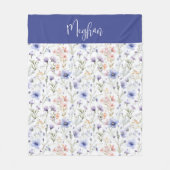 Blue Purple Watercolor Wildflower Name Fleecedecke (Vorderseite)