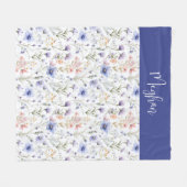 Blue Purple Watercolor Wildflower Name Fleecedecke (Vorderseite (Horizontal))