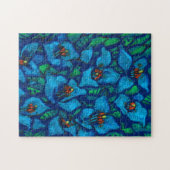 Blue Puya Exotic Blume Abstrakte Blumenbemalung Puzzle (Horizontal)